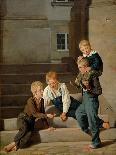 Boys playing dice in front of Christiansborg palace in Copenhagen.-Constantin Hansen-Giclee Print