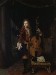 Portrait du musicien Johan Schenk (jouant une partition de Marin Marais)-Constantin Netscher-Framed Giclee Print