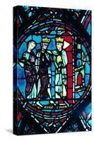 Constantine Greets Charlemagne at Constantinople, Stained Glass, Chartres Cathedral, France, C1225-null-Stretched Canvas