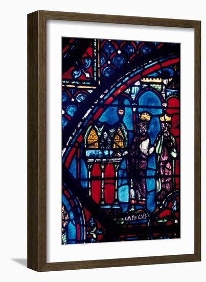 Constantine Presents Relics to Charlemagne, Stained Glass, Chartres Cathedral, France, C1225-null-Framed Photographic Print