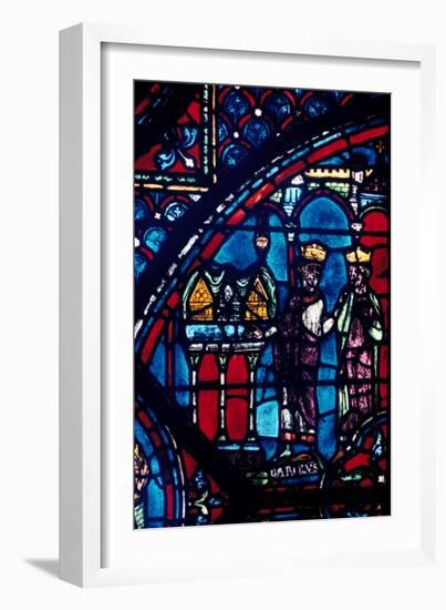 Constantine Presents Relics to Charlemagne, Stained Glass, Chartres Cathedral, France, C1225-null-Framed Photographic Print
