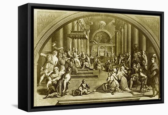 Constantine Presents Rome to Pope Sylvester I-Raphael-Framed Stretched Canvas