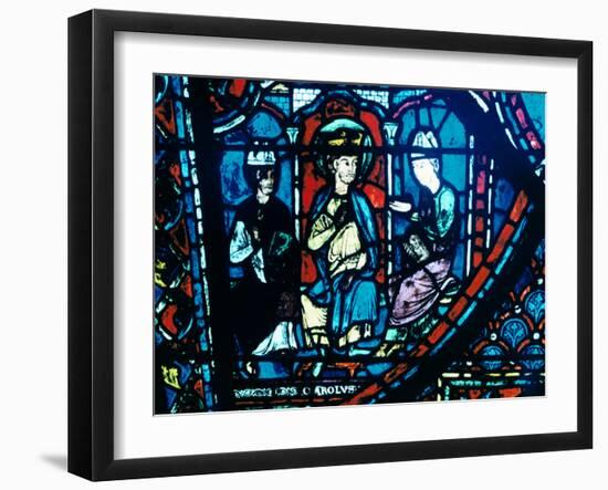 Constantine's Letter Presented to Charlemagne, Stained Glass, Chartres Cathedral, France, C1225-null-Framed Photographic Print