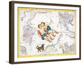 Constellation of Gemini with Canis Minor, Plate 13 from "Atlas Coelestis"-Sir James Thornhill-Framed Giclee Print