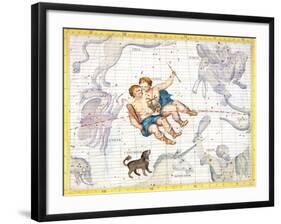 Constellation of Gemini with Canis Minor, Plate 13 from "Atlas Coelestis"-Sir James Thornhill-Framed Giclee Print