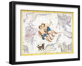 Constellation of Gemini with Canis Minor, Plate 13 from "Atlas Coelestis"-Sir James Thornhill-Framed Giclee Print