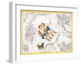 Constellation of Gemini with Canis Minor, Plate 13 from "Atlas Coelestis"-Sir James Thornhill-Framed Giclee Print