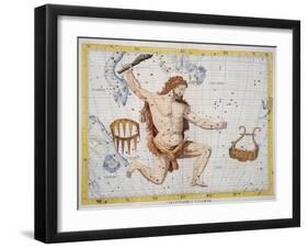 Constellation of Hercules with Corona and Lyra, Plate 21 from Atlas Coelestis, by John Flamsteed-Sir James Thornhill-Framed Giclee Print