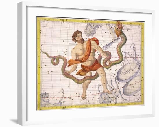 Constellation of Ophiucus and Serpens, Plate 22 from "Atlas Coelestis"-Sir James Thornhill-Framed Giclee Print