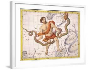 Constellation of Ophiucus and Serpens, Plate 22 from "Atlas Coelestis"-Sir James Thornhill-Framed Giclee Print