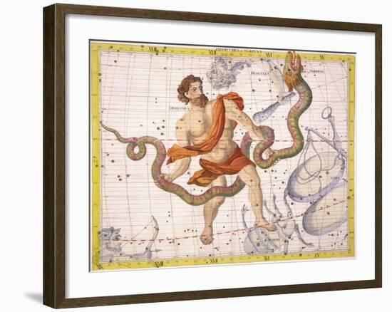 Constellation of Ophiucus and Serpens, Plate 22 from "Atlas Coelestis"-Sir James Thornhill-Framed Giclee Print