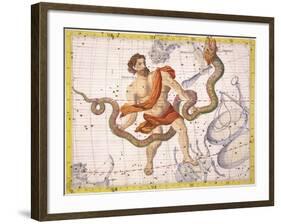 Constellation of Ophiucus and Serpens, Plate 22 from "Atlas Coelestis"-Sir James Thornhill-Framed Giclee Print