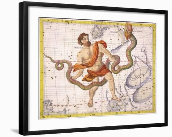 Constellation of Ophiucus and Serpens, Plate 22 from "Atlas Coelestis"-Sir James Thornhill-Framed Giclee Print