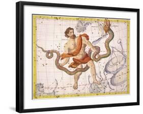 Constellation of Ophiucus and Serpens, Plate 22 from "Atlas Coelestis"-Sir James Thornhill-Framed Giclee Print