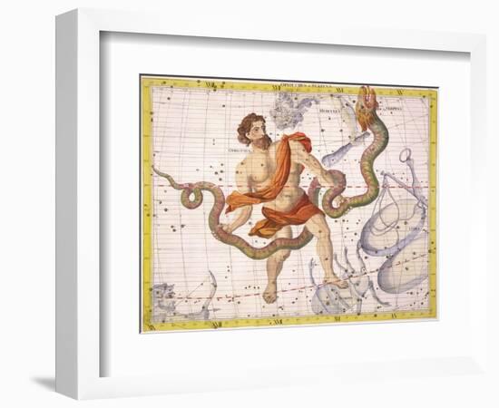 Constellation of Ophiucus and Serpens, Plate 22 from "Atlas Coelestis"-Sir James Thornhill-Framed Giclee Print