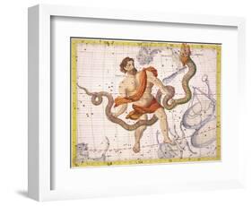 Constellation of Ophiucus and Serpens, Plate 22 from "Atlas Coelestis"-Sir James Thornhill-Framed Giclee Print