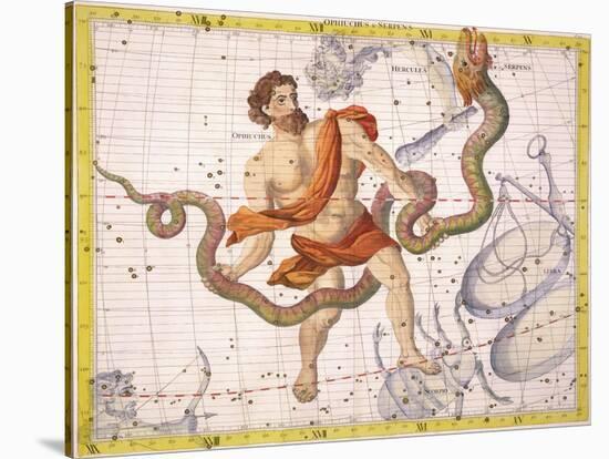 Constellation of Ophiucus and Serpens, Plate 22 from "Atlas Coelestis"-Sir James Thornhill-Stretched Canvas