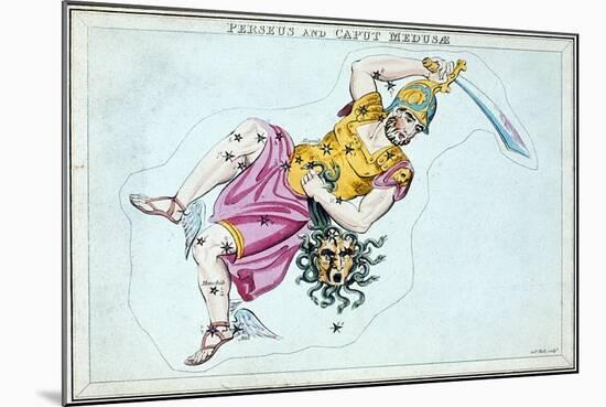 Constellation of Perseus, Showing Him Carrying the Head of Medusa, C1820-null-Mounted Giclee Print