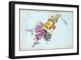 Constellation of Perseus, Showing Him Carrying the Head of Medusa, C1820-null-Framed Giclee Print