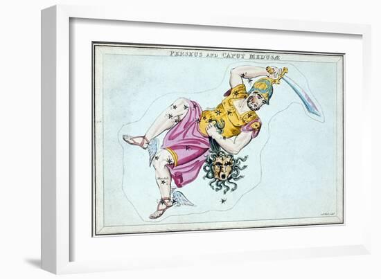 Constellation of Perseus, Showing Him Carrying the Head of Medusa, C1820-null-Framed Giclee Print