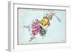 Constellation of Perseus, Showing Him Carrying the Head of Medusa, C1820-null-Framed Giclee Print