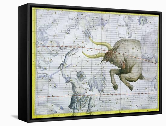 Constellation of Taurus, Plate 2 from "Atlas Coelestis," by John Flamsteed, Published in 1729-Sir James Thornhill-Framed Stretched Canvas