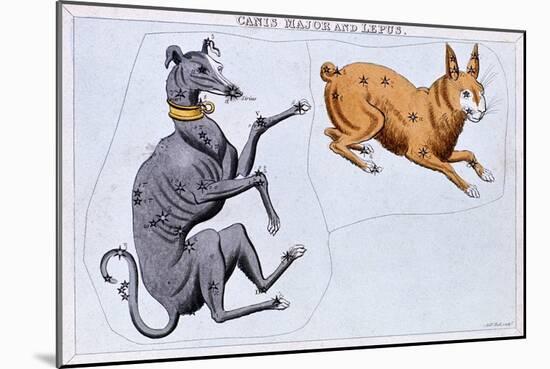 Constellations of Canis Major and Lepus, C1820-Sidney Hall-Mounted Giclee Print