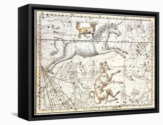 Constellations of Monoceros the Unicorn, Canis Major and Minor from A Celestial Atlas-A. Jamieson-Framed Stretched Canvas