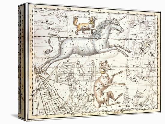 Constellations of Monoceros the Unicorn, Canis Major and Minor from A Celestial Atlas-A. Jamieson-Stretched Canvas