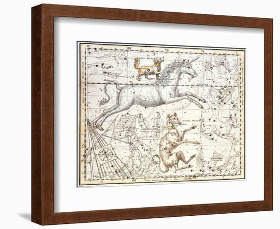 Constellations of Monoceros the Unicorn, Canis Major and Minor from A Celestial Atlas-A. Jamieson-Framed Giclee Print