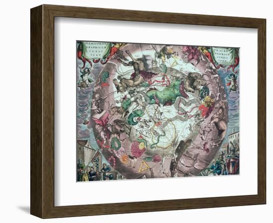 Constellations of the Southern Hemisphere, from The Celestial Atlas-Andreas Cellarius-Framed Premium Giclee Print