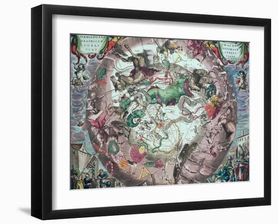 Constellations of the Southern Hemisphere, from The Celestial Atlas-Andreas Cellarius-Framed Giclee Print