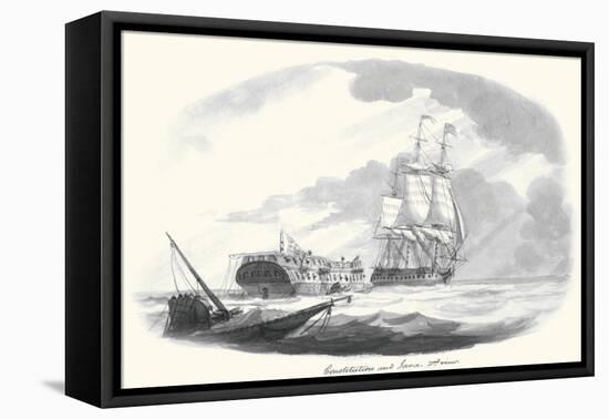 Constitution And Java-Thomas Birch-Framed Stretched Canvas