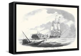 Constitution And Java-Thomas Birch-Framed Stretched Canvas