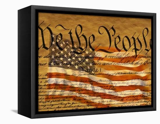 Constitution and U.S. Flag-Joseph Sohm-Framed Stretched Canvas