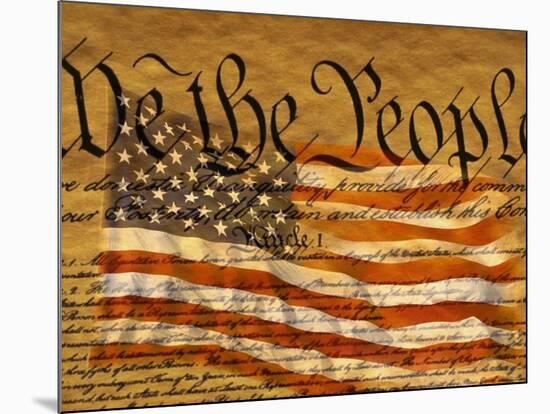 Constitution and U.S. Flag-Joseph Sohm-Mounted Photographic Print