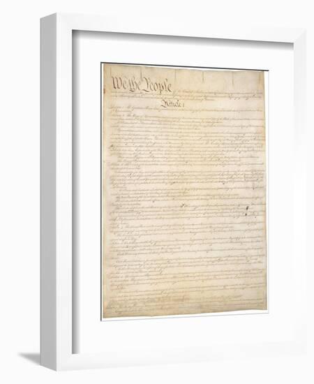 Constitution of the United States of America, First of Four Pages, 1787-null-Framed Art Print