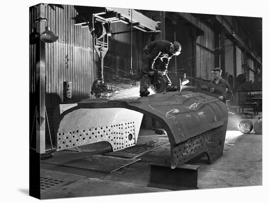 Constructing a Dragline Bucket, Edgar Allens Steel Foundry, Sheffield, South Yorkshire, 1962-Michael Walters-Stretched Canvas