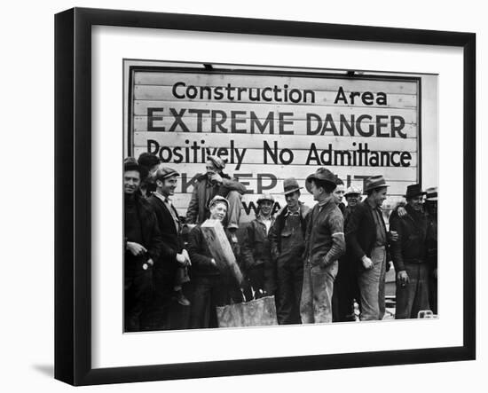 Construction Area: Extreme Danger, Positively No Admittance, Keep Out, at Grand Coulee Dam-Margaret Bourke-White-Framed Photographic Print