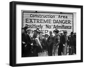 Construction Area: Extreme Danger, Positively No Admittance, Keep Out, at Grand Coulee Dam-Margaret Bourke-White-Framed Photographic Print
