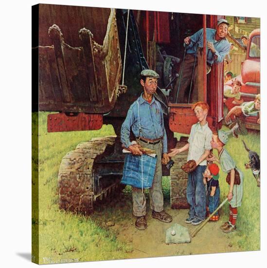 "Construction Crew", August 21,1954-Norman Rockwell-Stretched Canvas