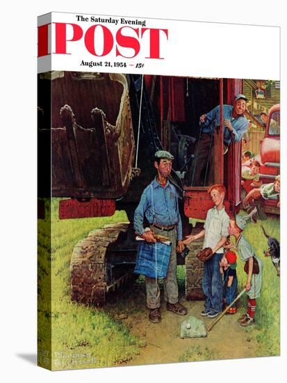 "Construction Crew" Saturday Evening Post Cover, August 21,1954-Norman Rockwell-Stretched Canvas