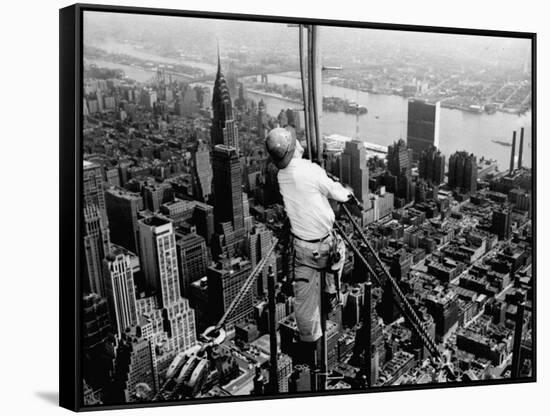 Construction for the Empire State Building's New 217 Foot Multiple Television Tower-null-Framed Stretched Canvas