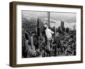 Construction for the Empire State Building's New 217 Foot Multiple Television Tower-null-Framed Premium Photographic Print