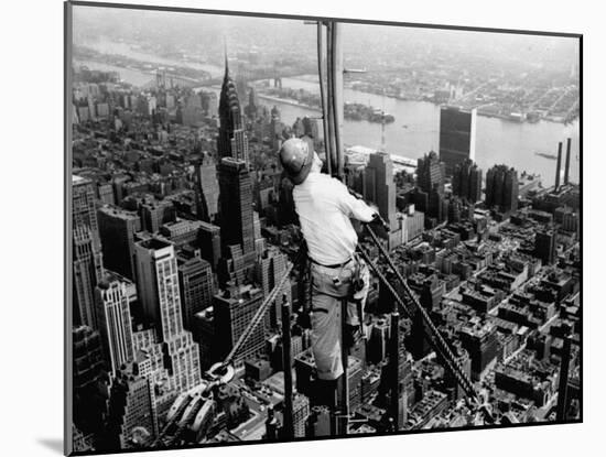 Construction for the Empire State Building's New 217 Foot Multiple Television Tower-null-Mounted Premium Photographic Print