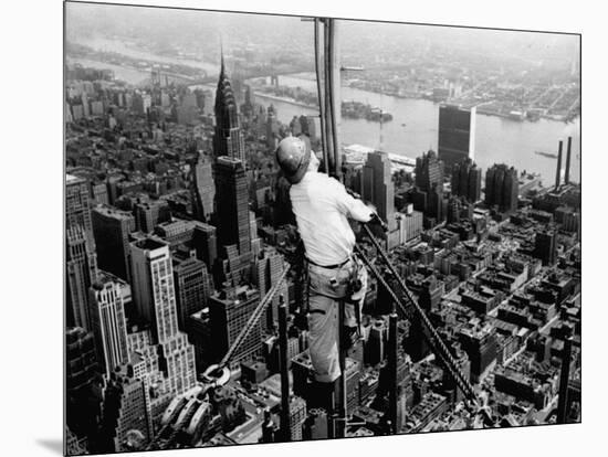 Construction for the Empire State Building's New 217 Foot Multiple Television Tower-null-Mounted Photographic Print