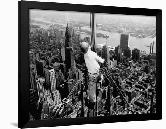 Construction for the Empire State Building's New 217 Foot Multiple Television Tower-null-Framed Photographic Print