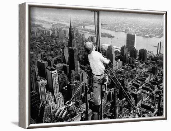 Construction for the Empire State Building's New 217 Foot Multiple Television Tower-null-Framed Photographic Print