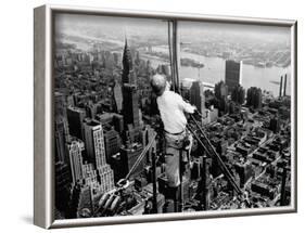 Construction for the Empire State Building's New 217 Foot Multiple Television Tower-null-Framed Photographic Print