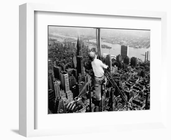 Construction for the Empire State Building's New 217 Foot Multiple Television Tower-null-Framed Photographic Print